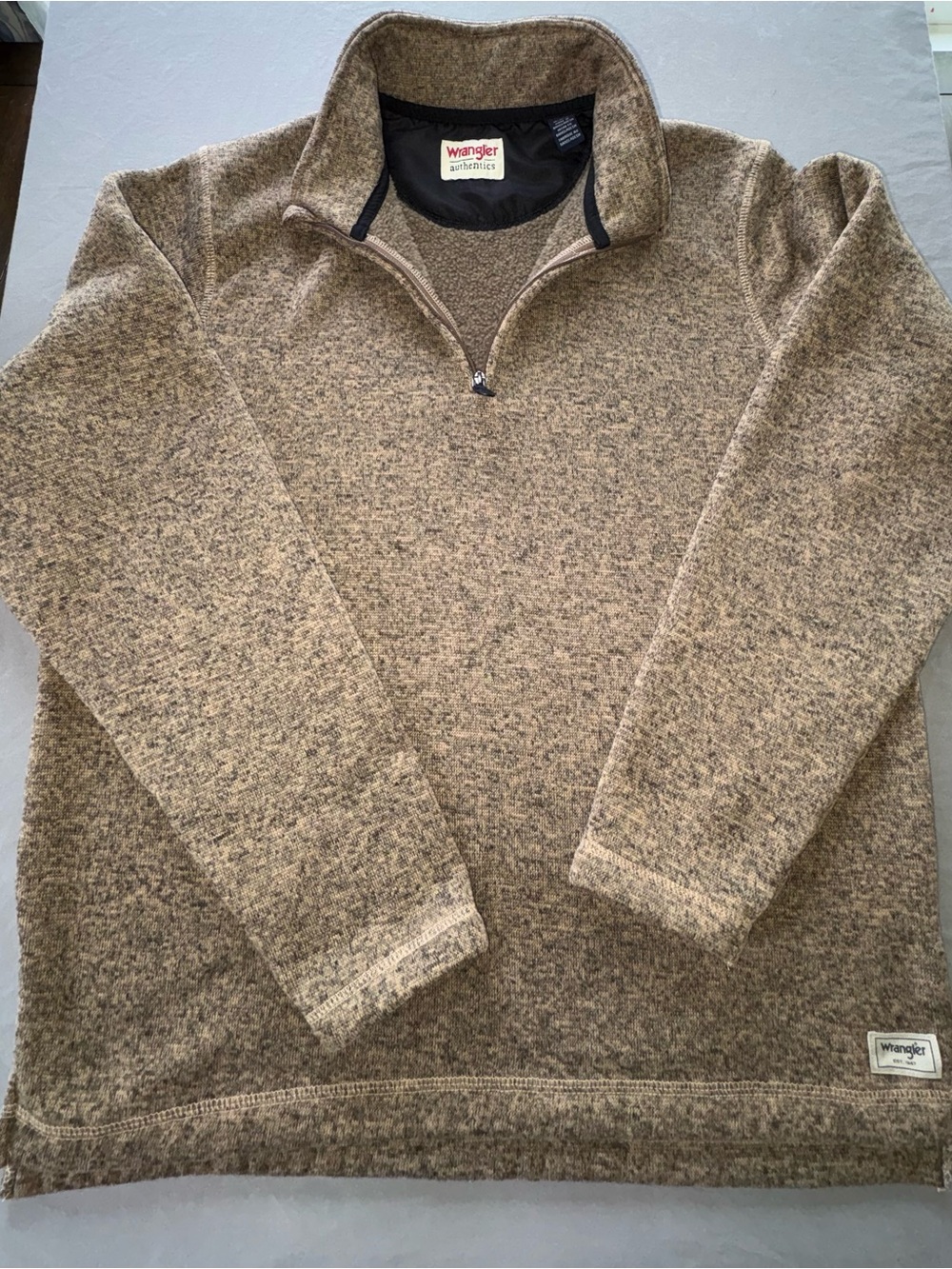Wrangler Men's Tan/Brown Half-Zip Pullover Sweater